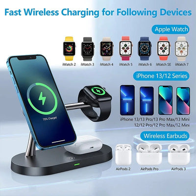 DigGizMox® 3-in-1 Magnetic Charger: Power Up iPhone, Watch & AirPods